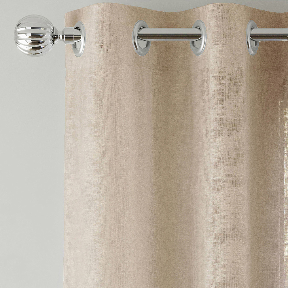 Tyrone Textiles Crete Natural Linen Look Eyelet Voile Panel Curtains 140 x 183cm Image 2