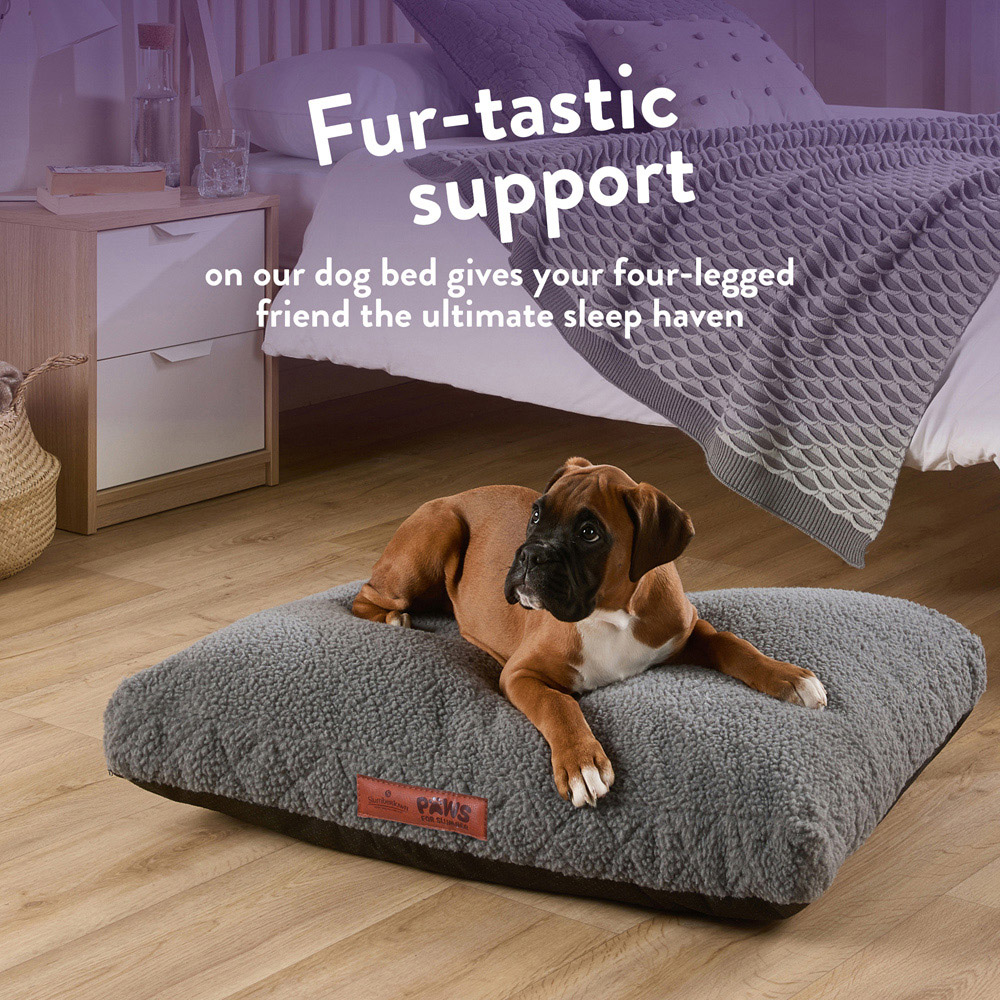 Slumberdown Medium Light Grey Sherpa Pet Bed Image 2