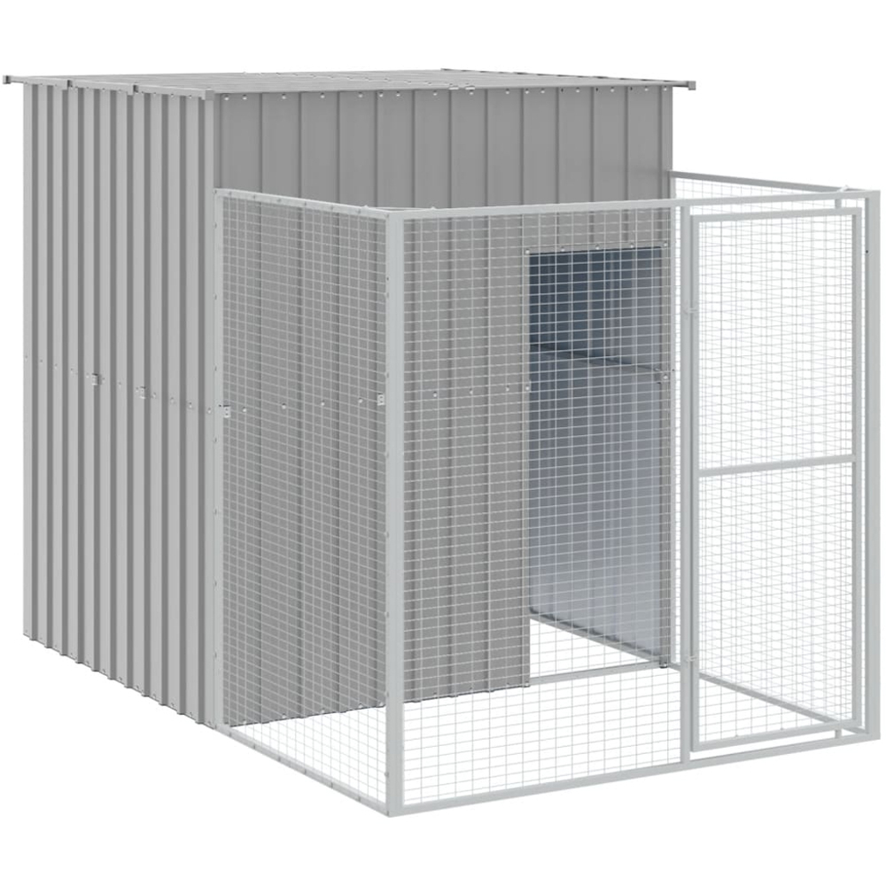 vidaXL Light Grey Steel Dog House with Run 165 x 455 x 181cm Image 5