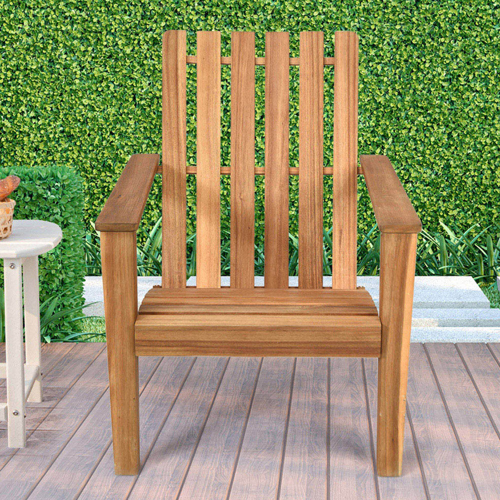 Costway Natural Acacia Wood Adirondack Garden Chair Image 1