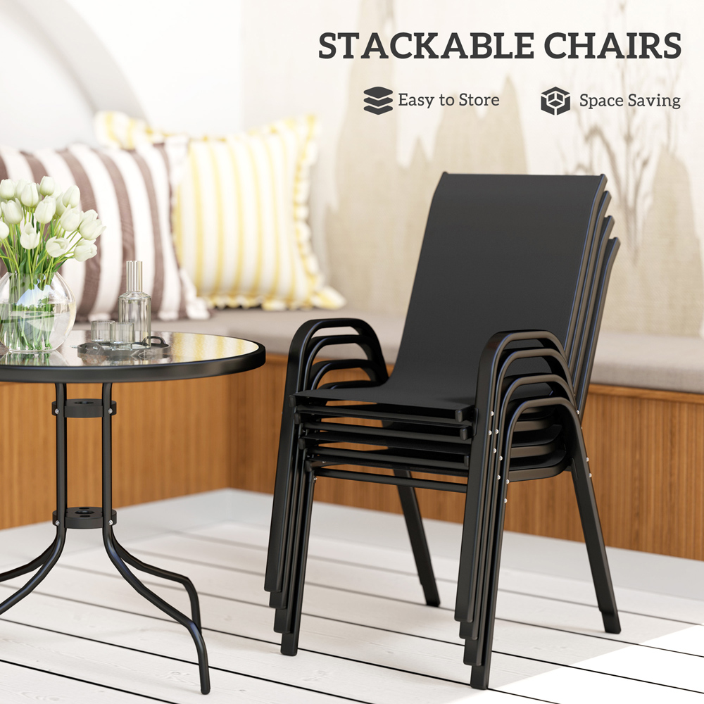 Outsunny 4 Seater Black Garden Dining Set Image 4