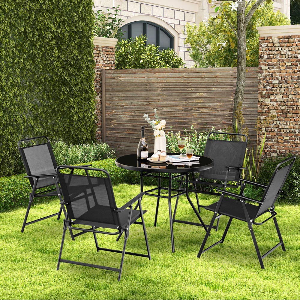 Costway Black Outdoor Folding Chair Set of 4 Image 3