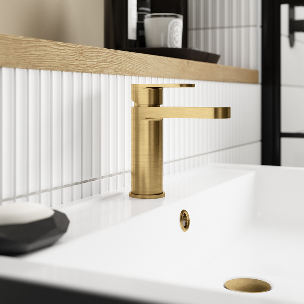 nuie Brushed Brass Mono Basin Mixer Image 2