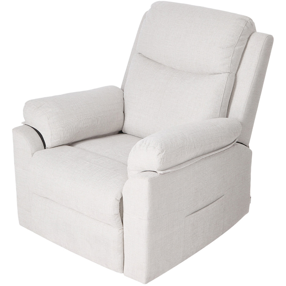 Living and Home Beige White Chenille Push Back Recliner Armchair with Footrest Image 2