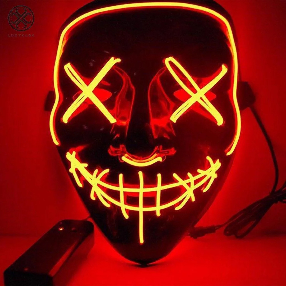 Shatchi Orange Halloween LED Stitched Purge Mask Image 2