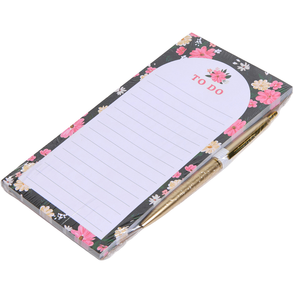 Black and Pink Floral Magnetic Notepad Image 4