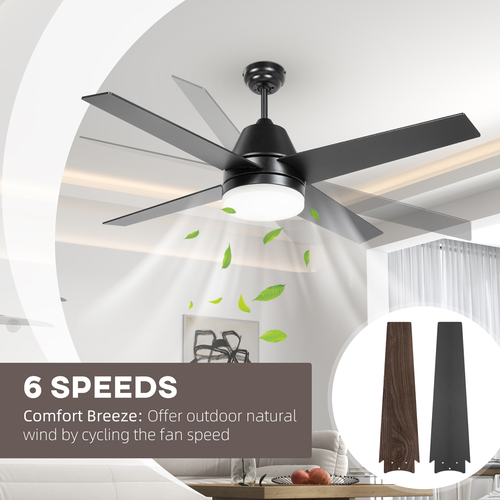 HOMCOM Brown and Black Mounting Reversible Ceiling Fan with Light and Remote Image 4