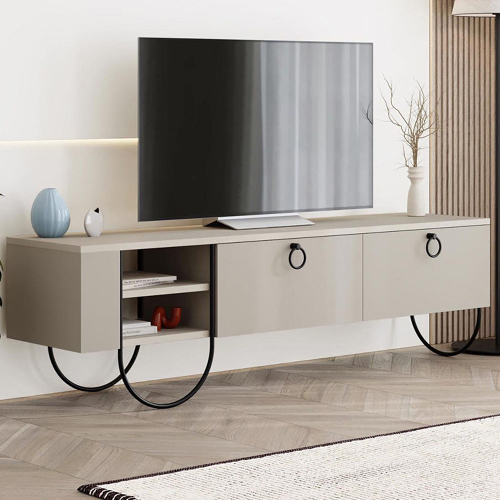 FWStyle Norfolk 2 Door 2 Shelf Sandstone Wide TV Unit Image 1