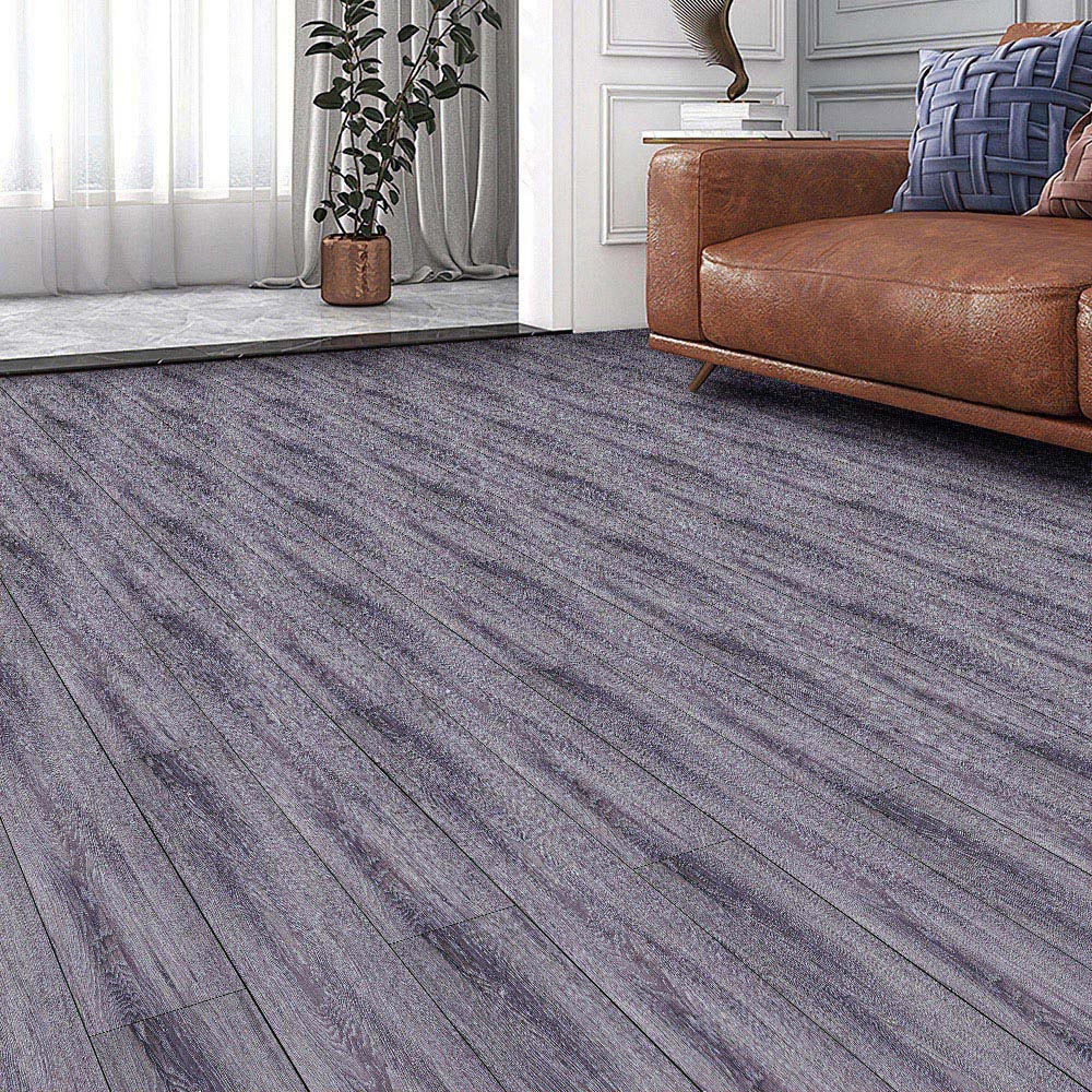 Living and Home Grey Wood Grain SPC Vinyl Floor Tile 14 Pack Image 1