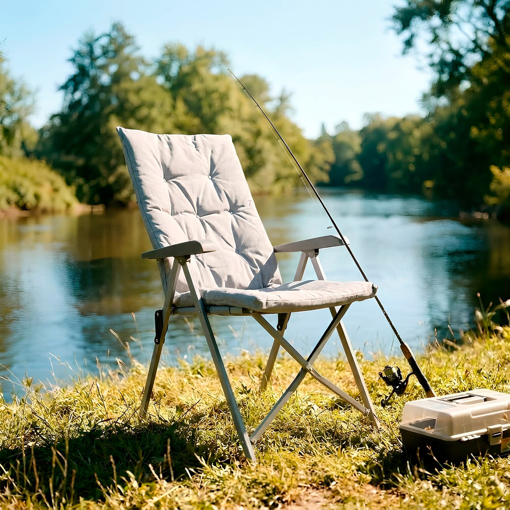 Harbour Housewares Grey High Back Padded Reclining Camping Chair 4 Pack Image 2