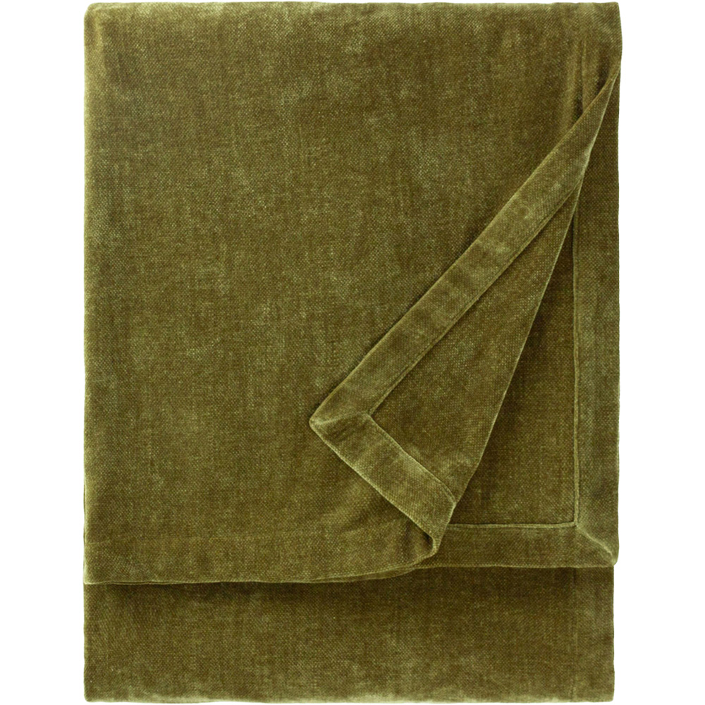 Yard Olive Heavy Chenille Velvet Throw 150 x 200cm Image 1