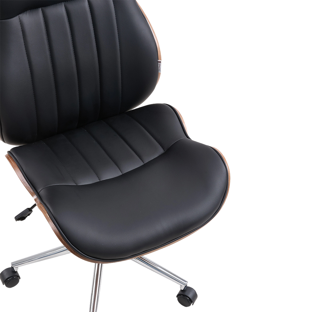 Living and Home Black PU Leather Height Adjustable High-Back Modern Office Chair Image 6