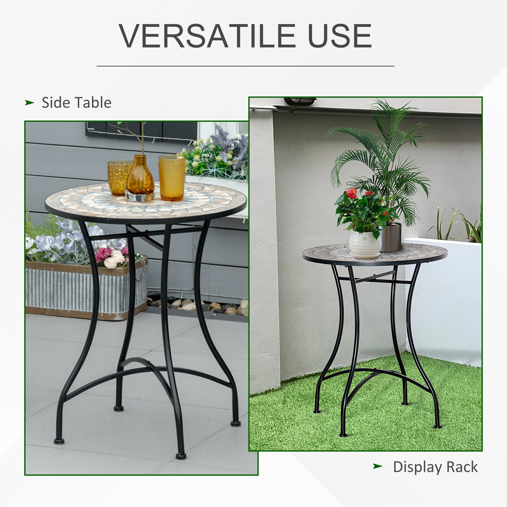 Outsunny Mosaic Round Bistro Table Green Image 5