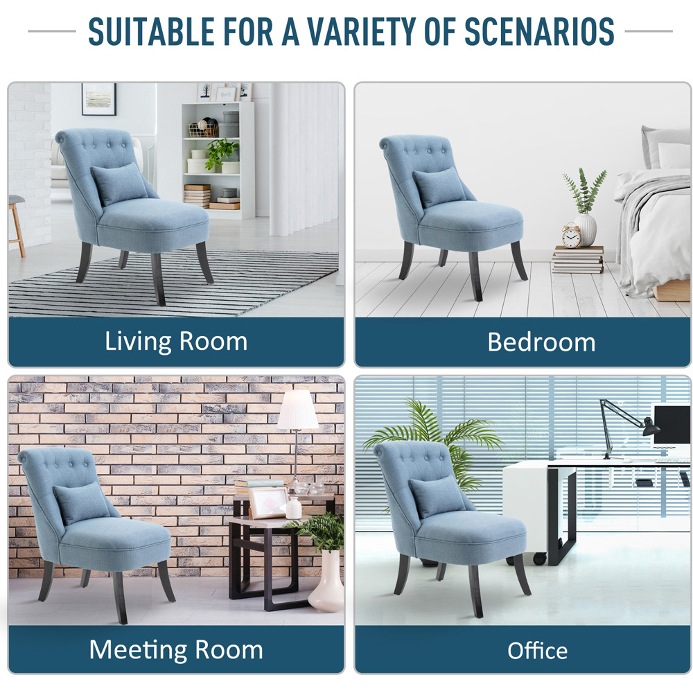 Portland Blue Tufted Accent Chair with Pillow Image 6