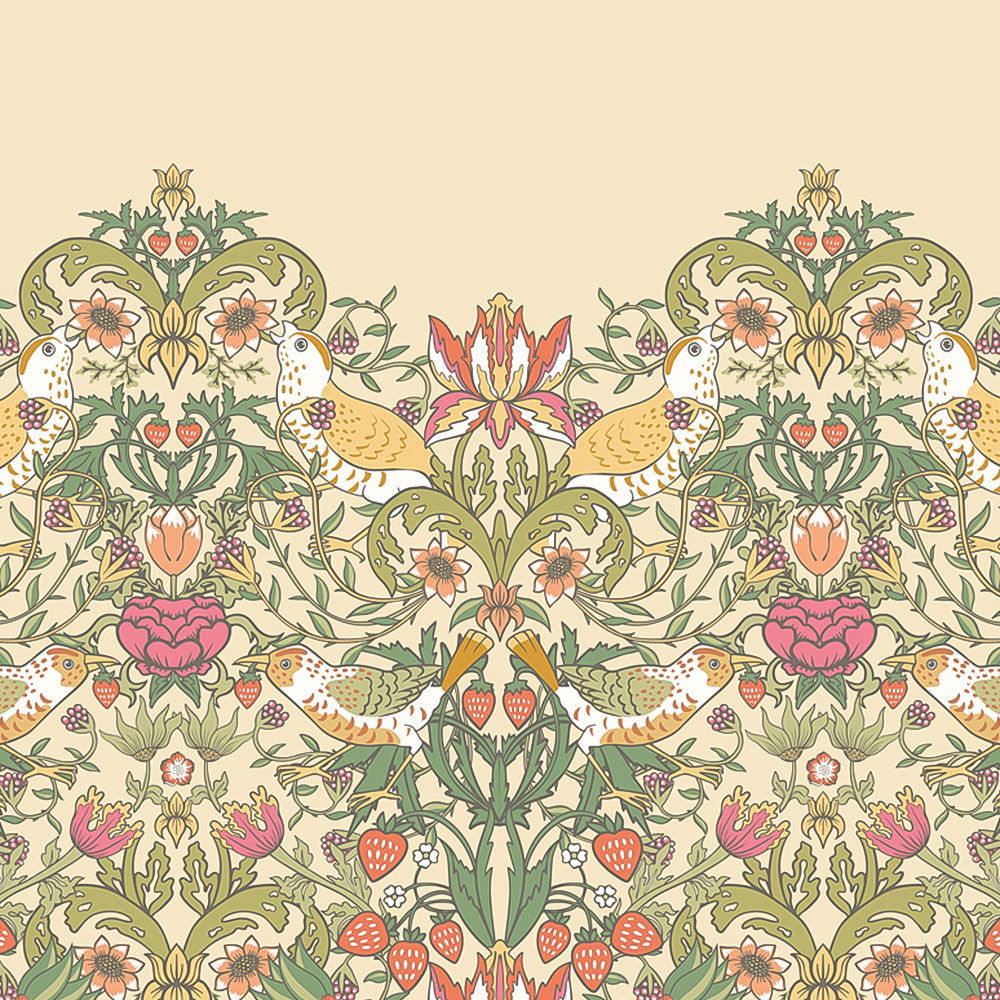 Origin Murals Birds Fruit and Foliage Gold Wall Mural Image 2