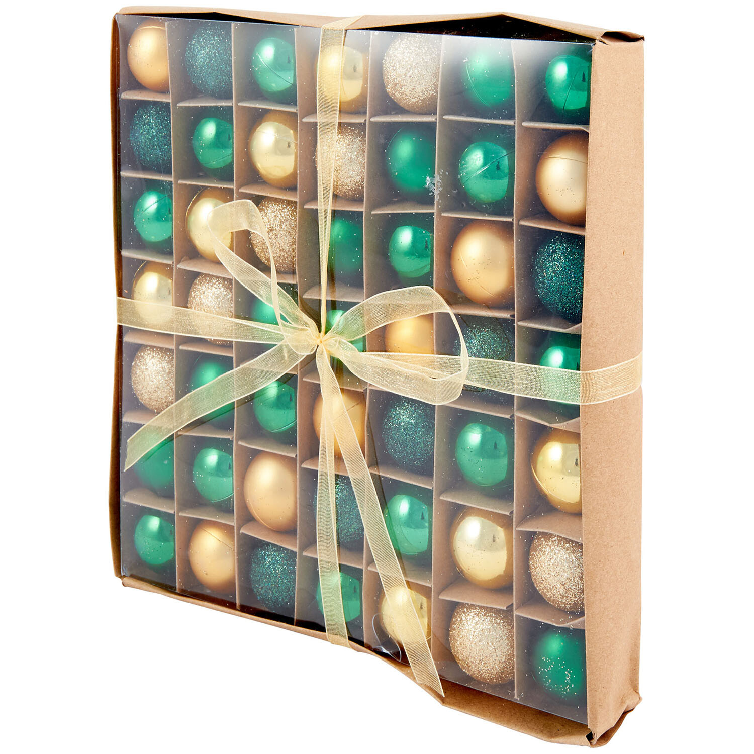 Pack of 49 Where Emeralds Glisten Baubles - Green & Gold Image 2