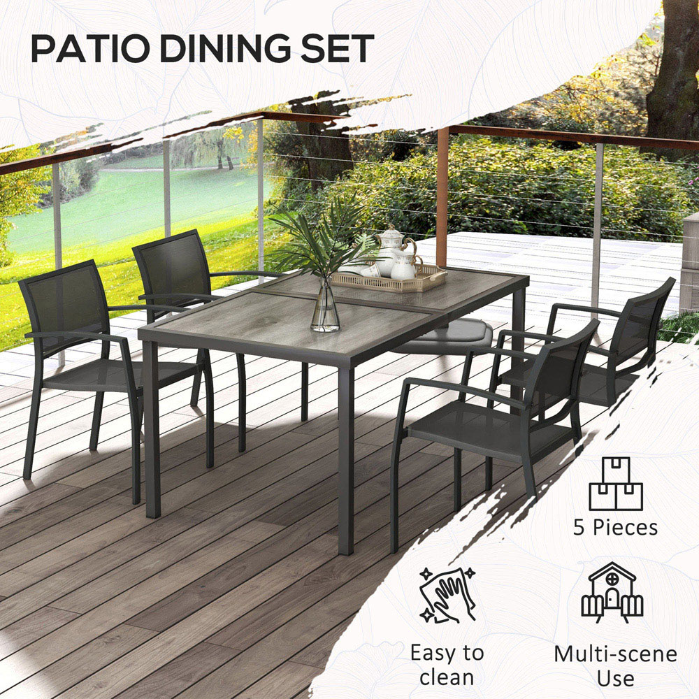 Outsunny 4 Seater Wood Effect Garden Dining Set Grey Image 6