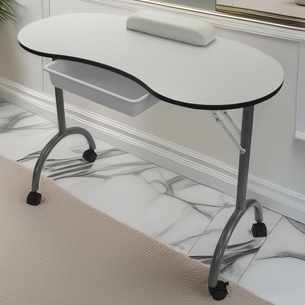 Portable Folding Manicure Table with Accessories - White Image 1