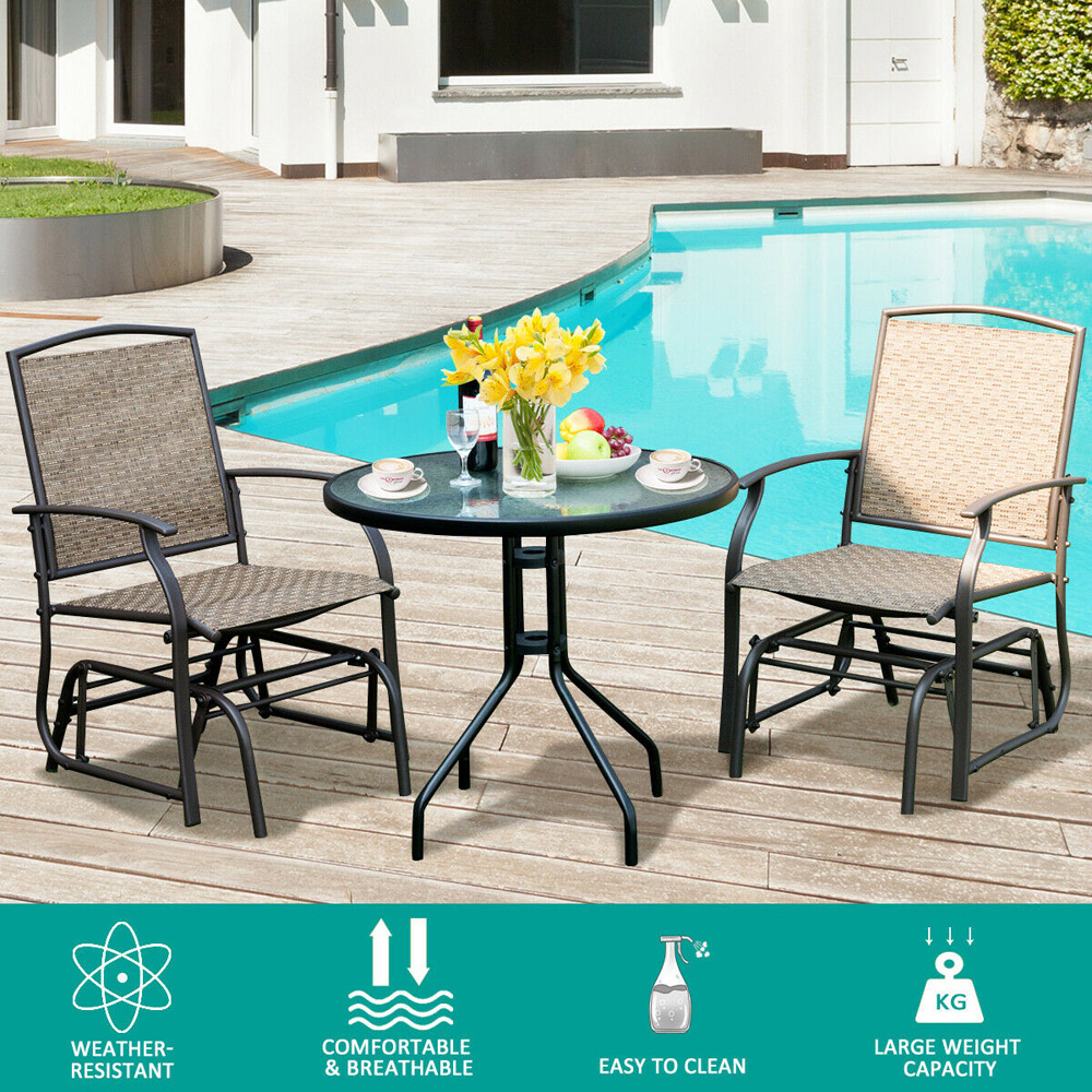 Costway Set of 2 Brown Glider Rocking Garden Chair Image 6