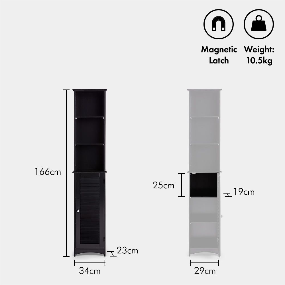 VonHaus Single Door Black Cabinet Image 6