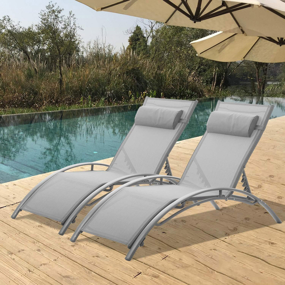 Outdoor Living Bali Set of 2 Grey Sun Loungers Image 1