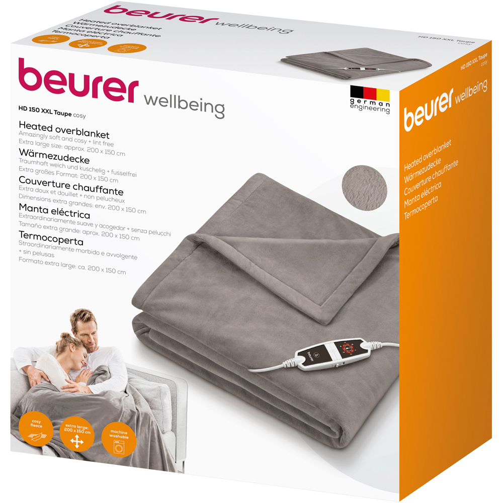 Beurer Extra Large Taupe Heated Over Blanket with Controller 150 x 200cm Image 2