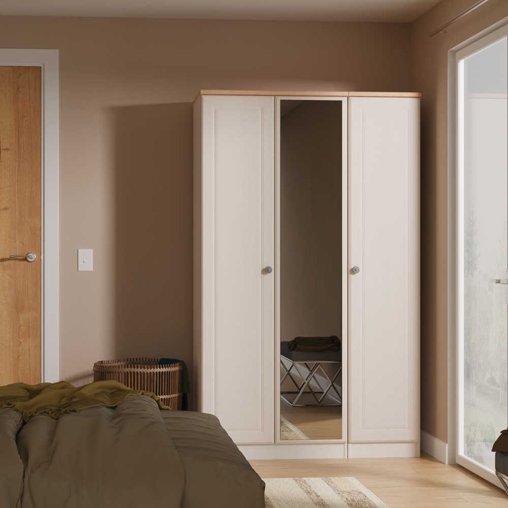 Crowndale Norfolk 3 Door Kashmir Ash and Bardolino Oak Mirror Wardrobe Ready Assembled Image 8
