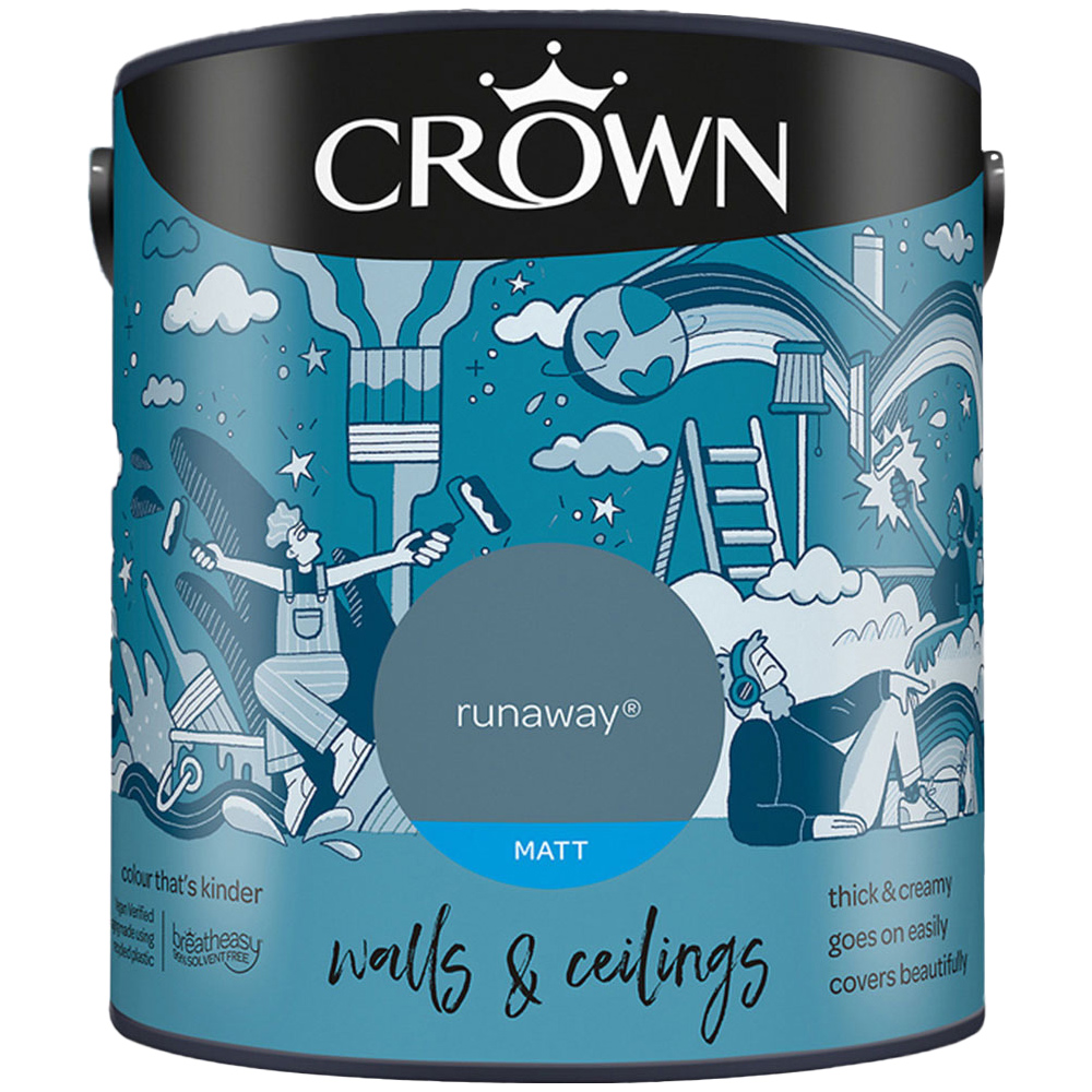 Crown Breatheasy Walls & Ceilings Runaway Matt Emulsion Paint 2.5L Image 2