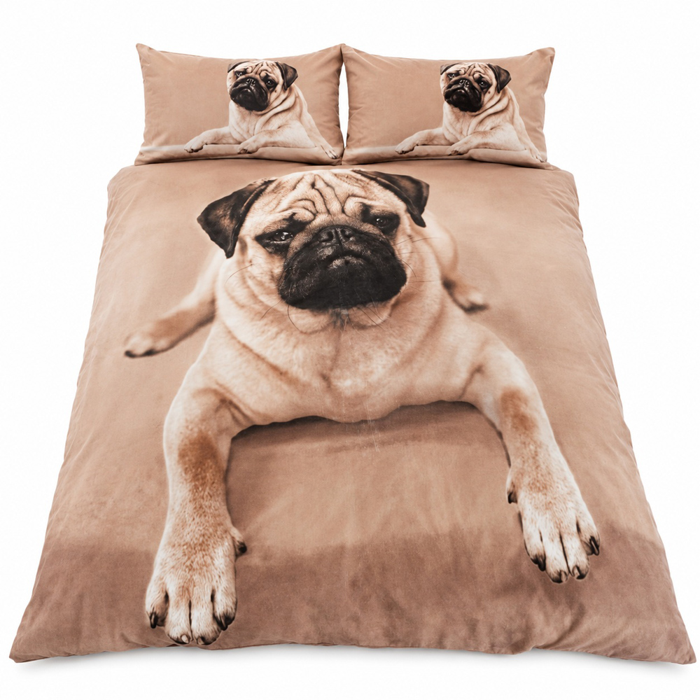 Smart Living Double 3D Pug Print Duvet Cover Set Image 2