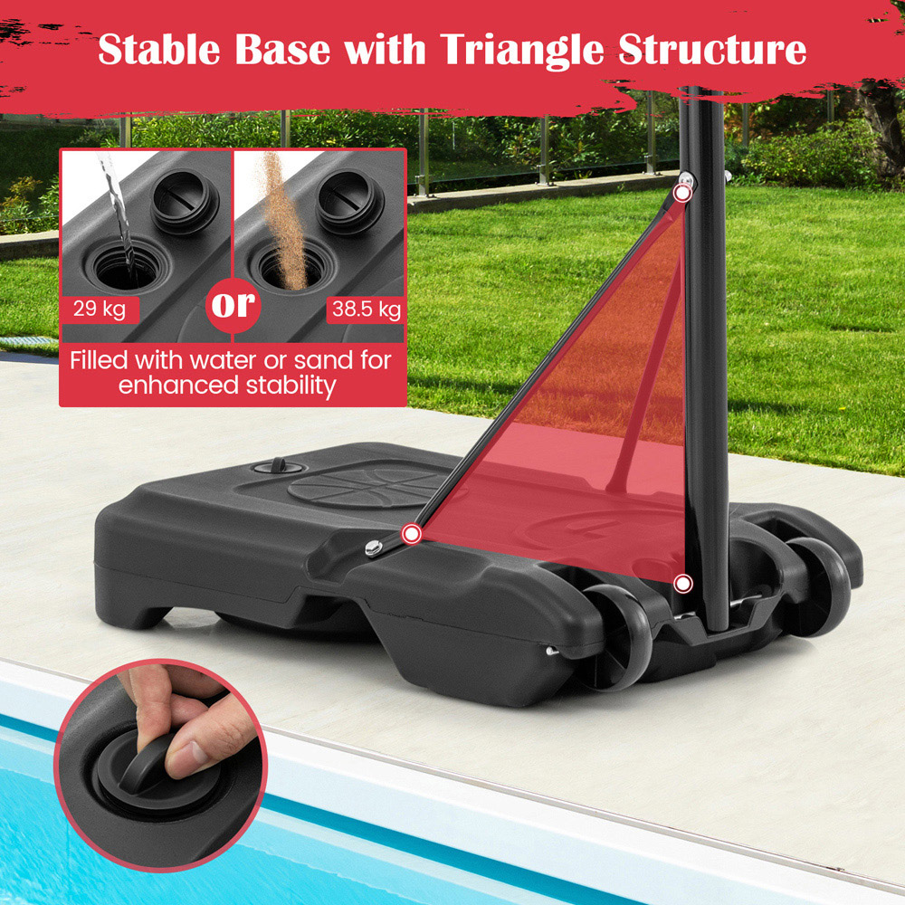 Costway Red Swimming Pool Basketball Hoop Set Image 6
