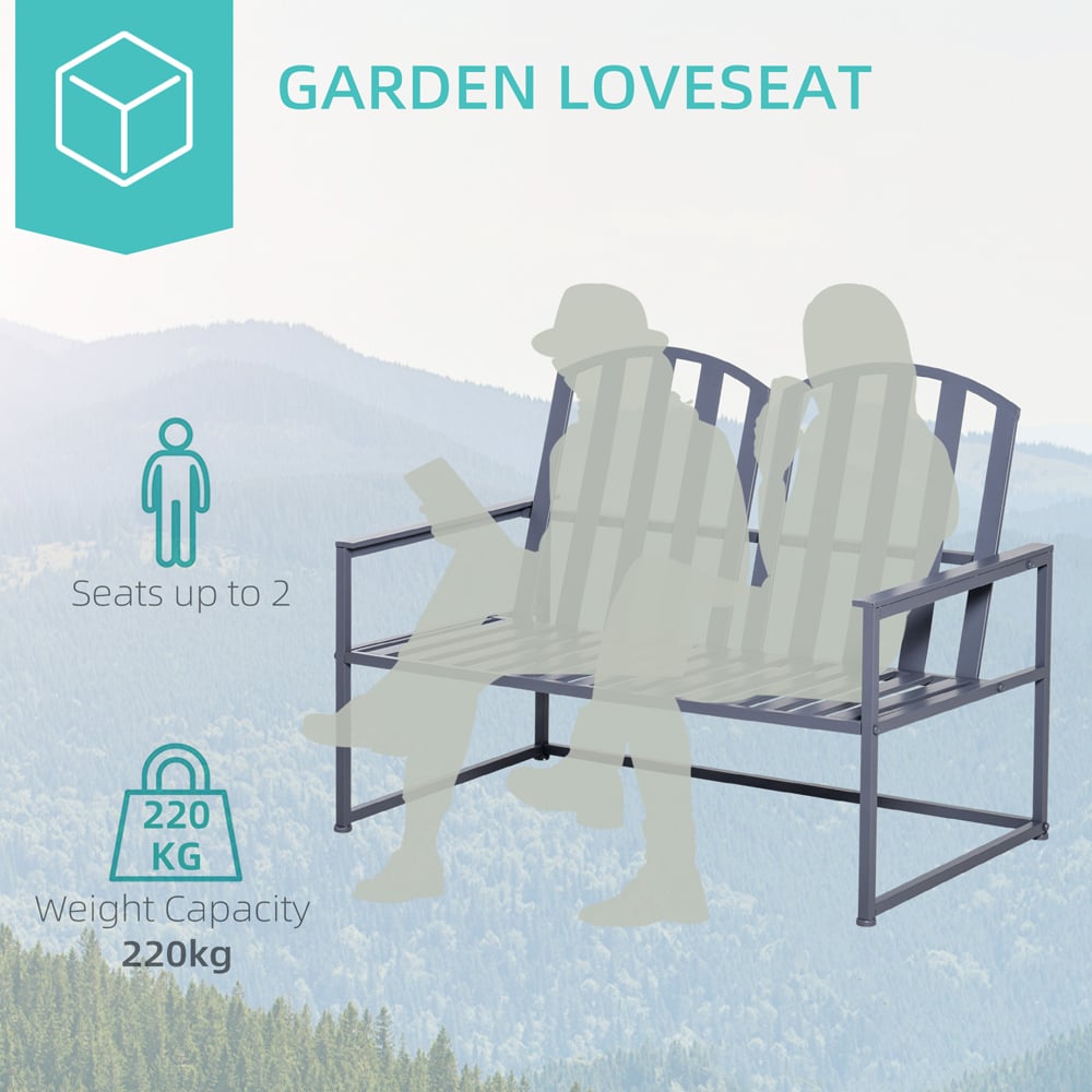 Outsunny 2 Seater Grey Bench Image 4