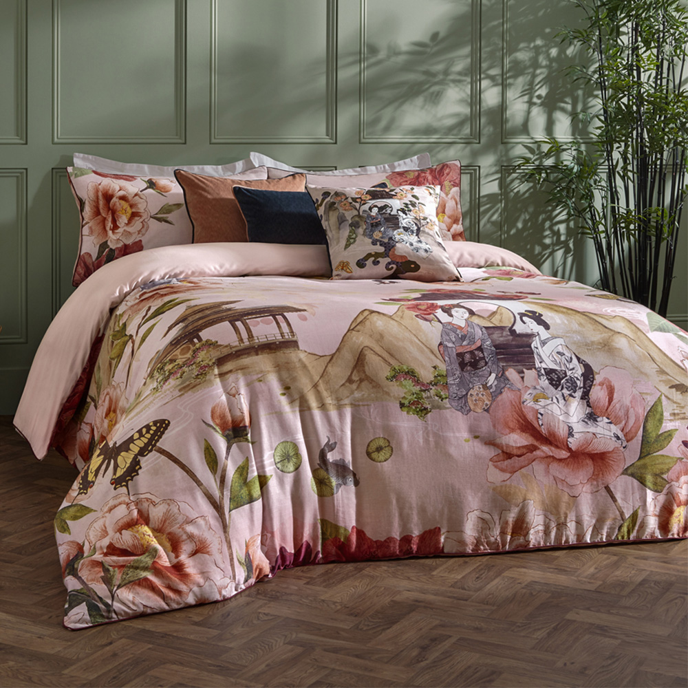 Paoletti Geisha Double Cotton Blush Duvet Set Image 1
