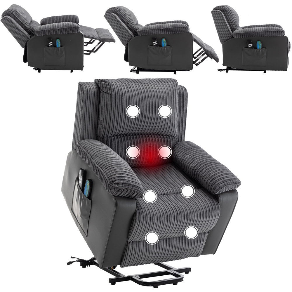 Furniture One Grey Electric Rise Recliner Armchair with Massager Image 7