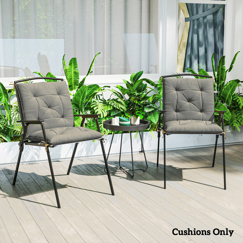 Outsunny Grey Garden Chair Cushions 49 x 50cm 2 Pack Image 4