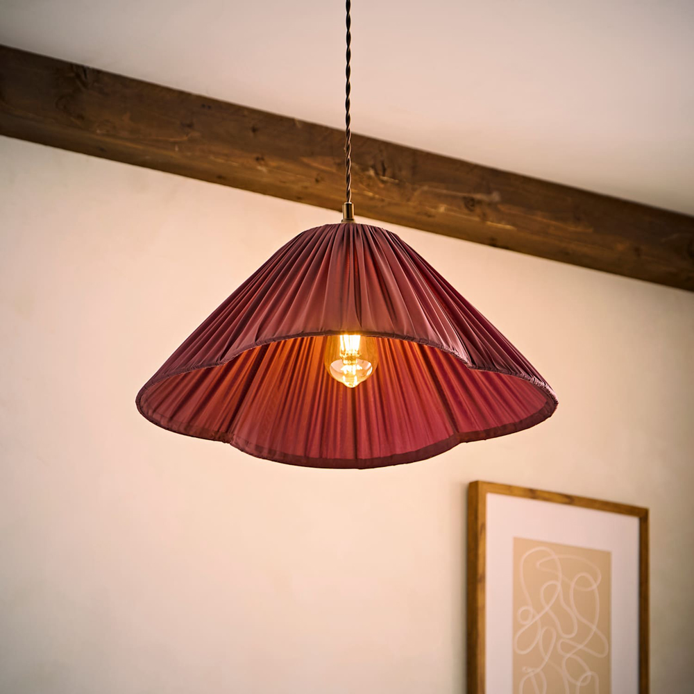 ValueLights Posie Pink Gathered Tapered Wave Easy Fit Pendant Lamp Shade 50cm Image 2