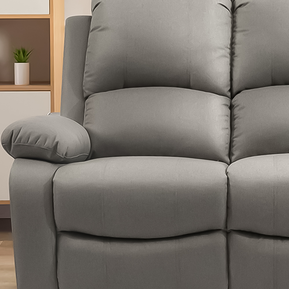 Brooklyn 2 Seater Light Grey Luxury Linen Manual Recliner Sofa Image 2