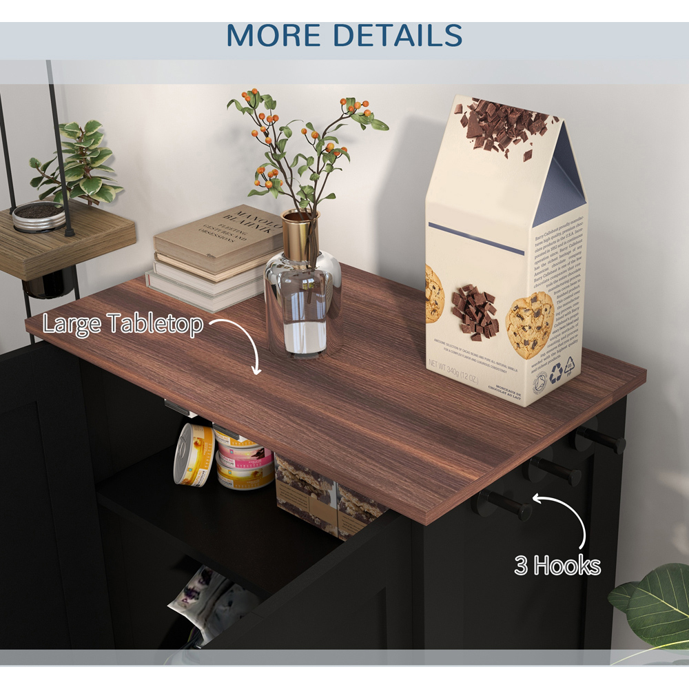 PawHut Black Pet Feeding Station with Storage Image 7