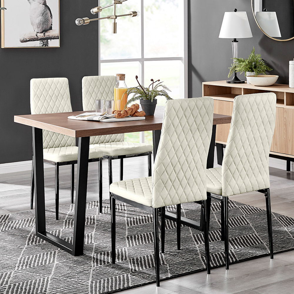 Furniturebox Solo Valera 4 Seater Dining Set Cream Image 1