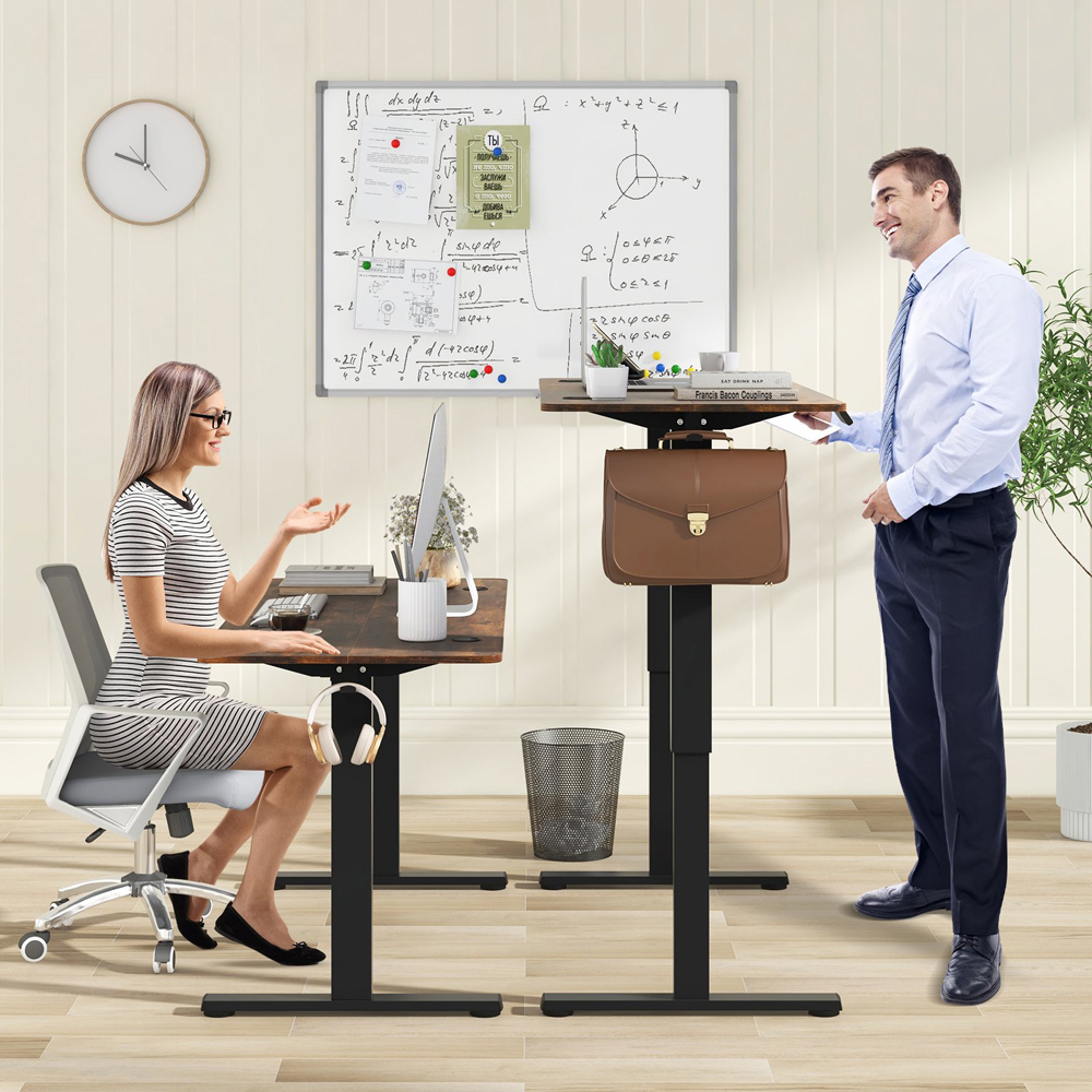Costway Height Adjustable Standing Desk Brown Image 4