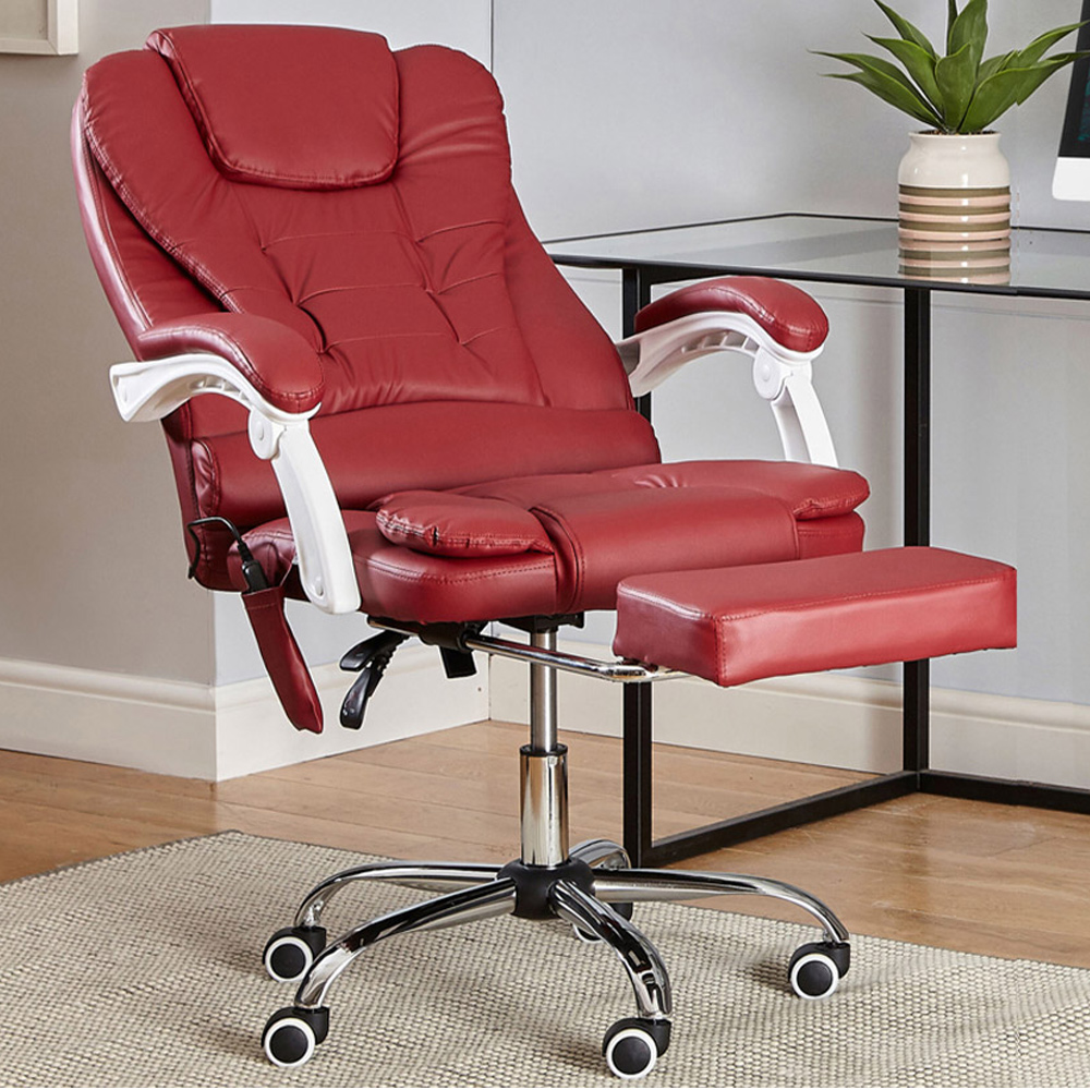 Neo Burgundy Faux Leather Swivel Massage Office Chair Image 1