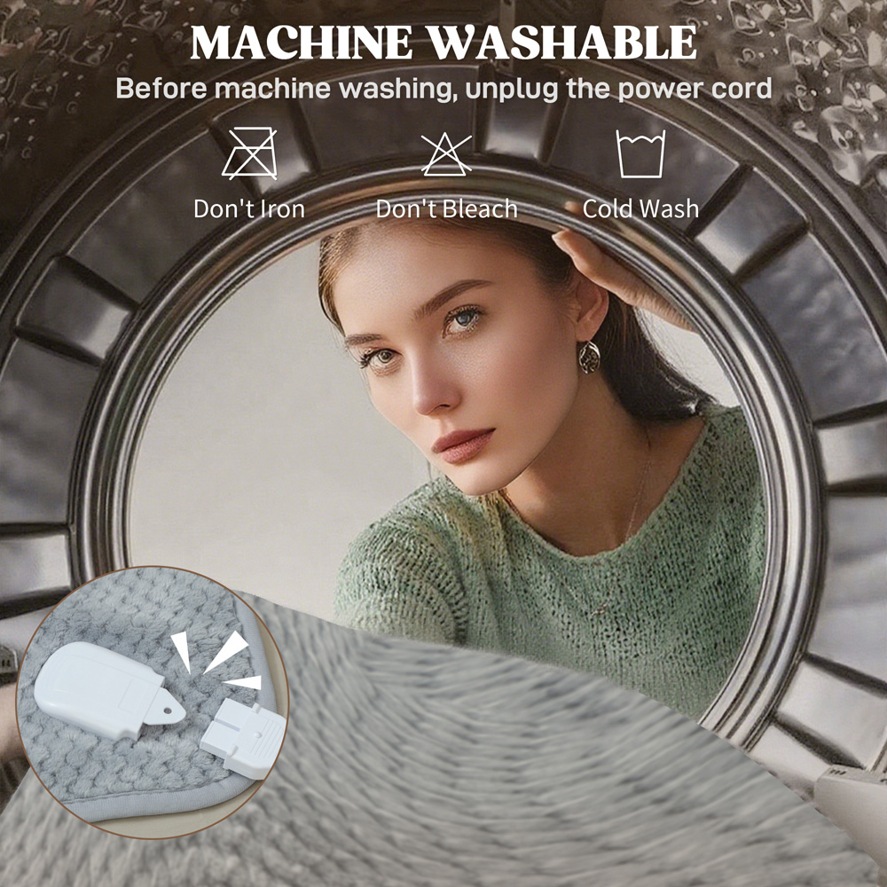 HOMCOM Grey Ultra Soft Velvet Electric Blanket Image 6