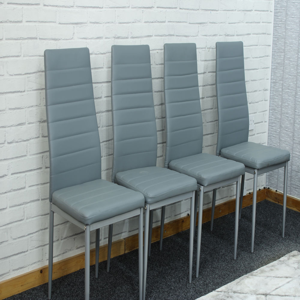 Denver Set of 4 Grey Faux Leather Dining Chairs Image 6