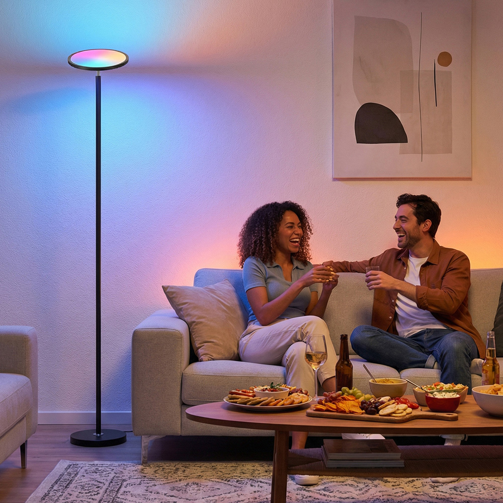 Portland Black Uplighter Floor Lamp with Tuya App and Music Sync Image 2