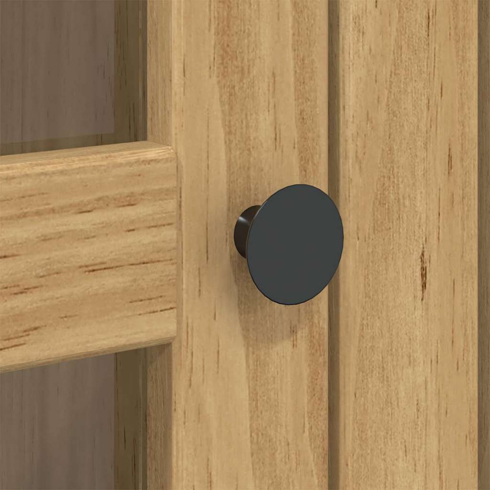 vidaXL 3 Glass Door Honey Brown Wooden Cabinet Image 7