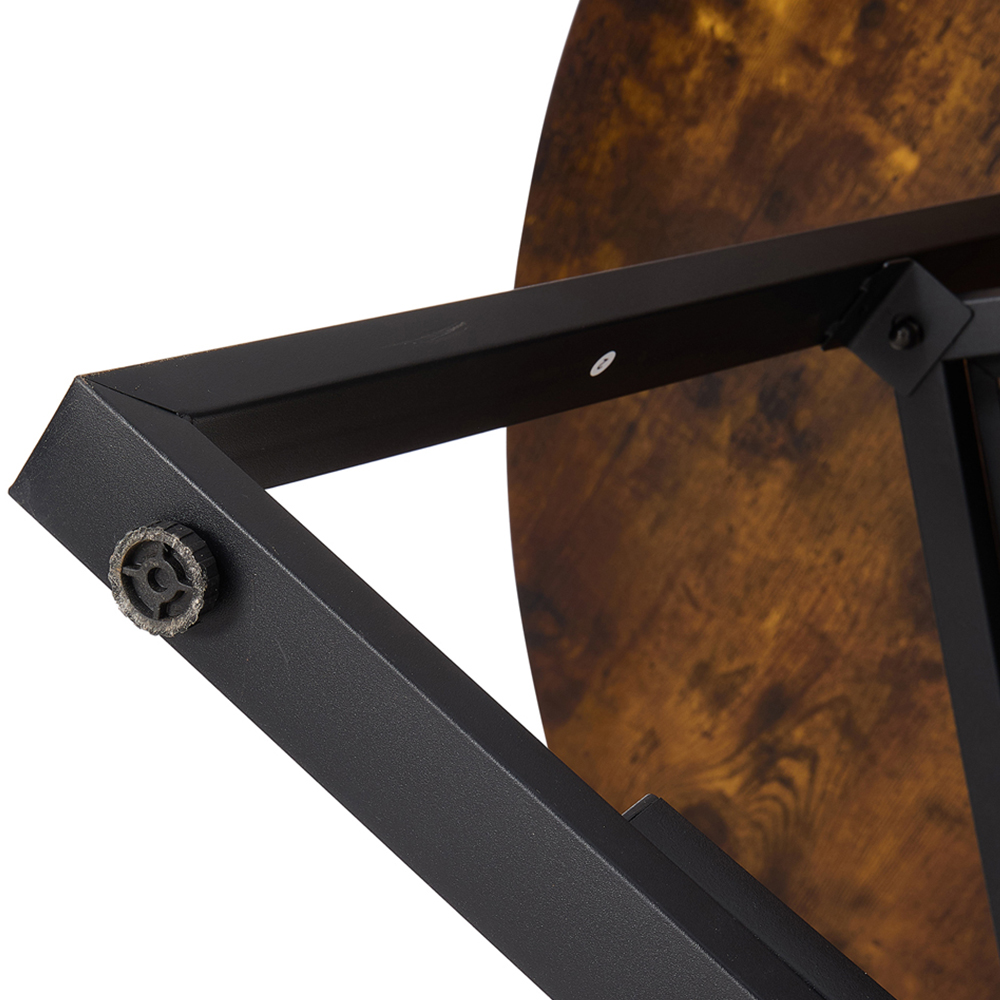 Living and Home 4 Seater Vintage Wood Effect Round Dining Table with Storage Shelf Image 3