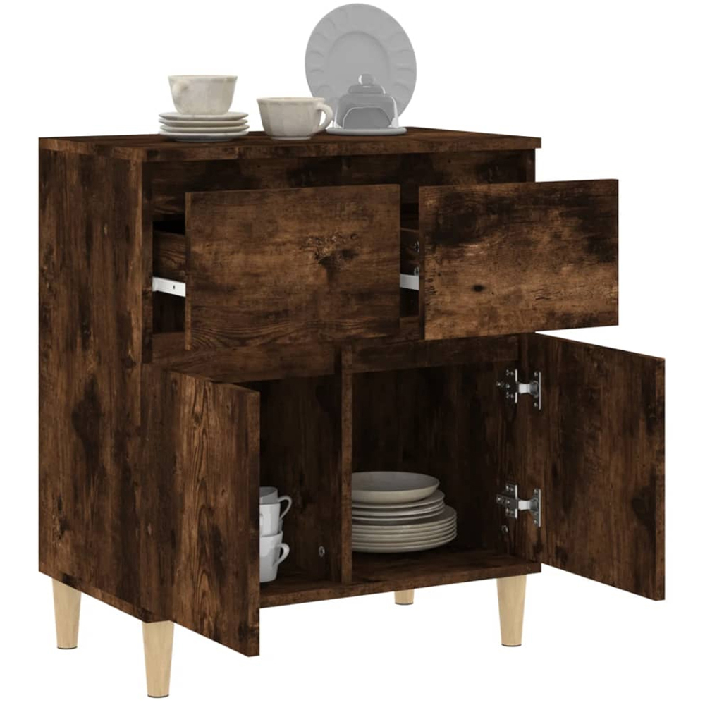 vidaXL 2 Door 2 Drawer Smoked Oak Sideboard Image 5