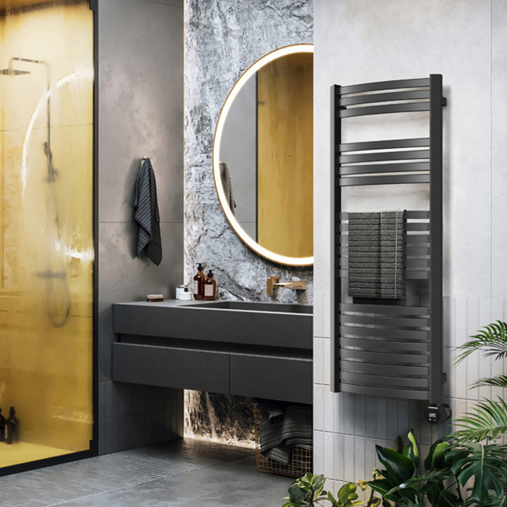 Terma Dexter E Matt Black Electric Towel Rail 1220 x 600mm Image 2