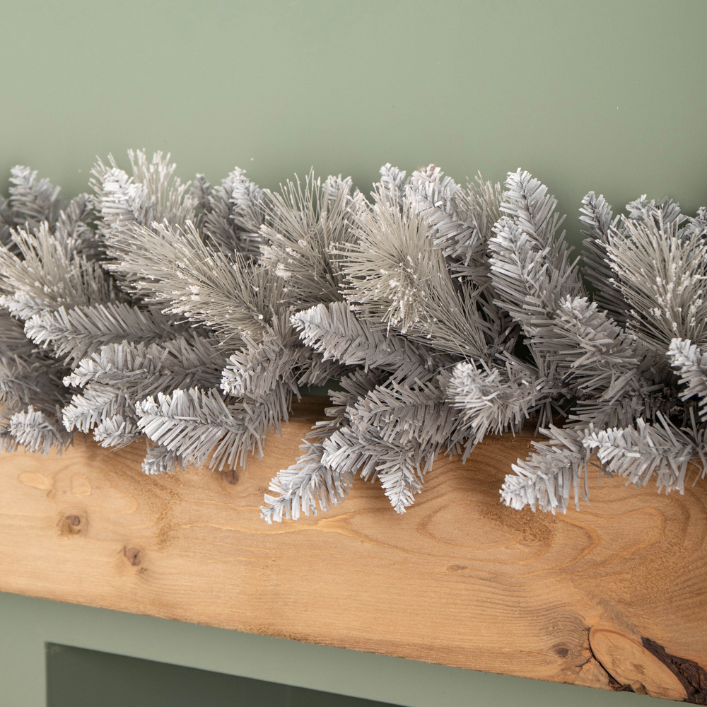 Premier Grey Lightly Flocked Fir Christmas Garland with Mixed Tips 180cm Image 5