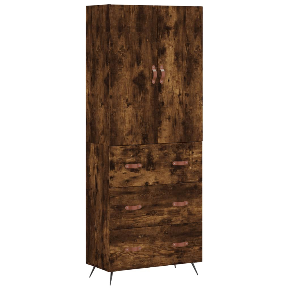vidaXL 2 Door 3 Drawer Smoked Oak Highboard Image 2