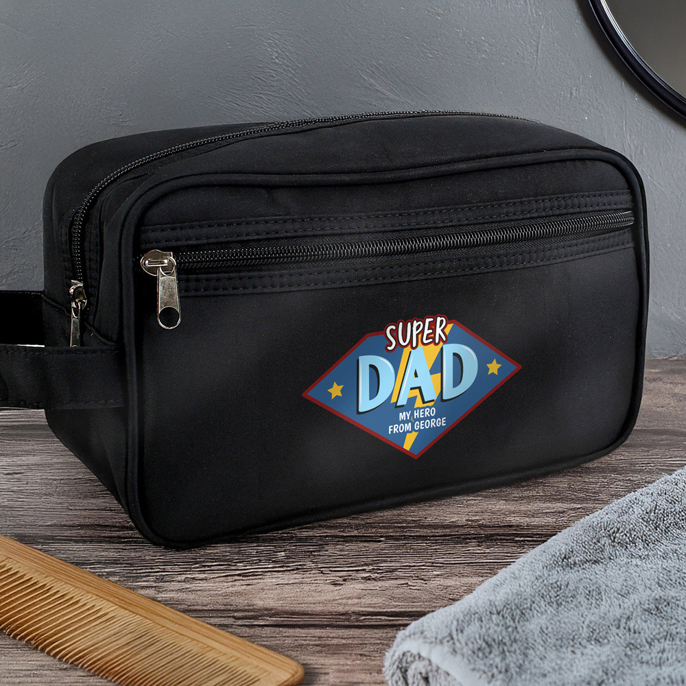 Personalised Memento Company Personalised Super Dad Toiletry Bag Image 2